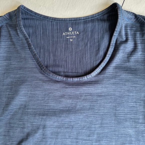 Athleta Shadow Stripe Chi Tee Navy Blue Size M - Picture 5 of 5
